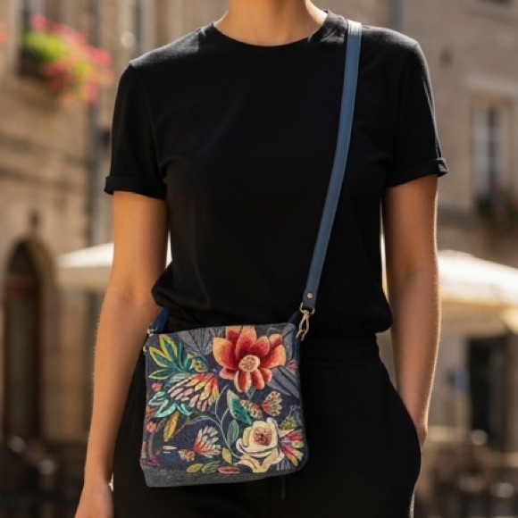 Chico’s Floral Embroidered Denim Shoulder Bag - Picture 2 of 5